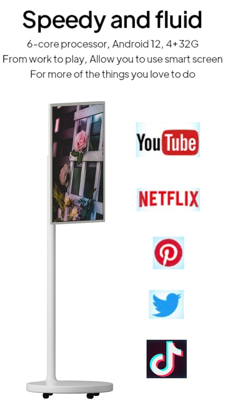 24 32 Inch Battery-Power Android In Cell Lcd Touch Screen Gym Gaming Live Room Smart Tv With Removable Scroll Wheels details