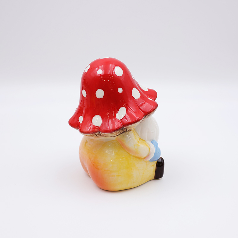 OEM Custom christmas home decor cute red ass figure statue ceramic umbrella shaped mushroom gnome figurine ornaments manufacture