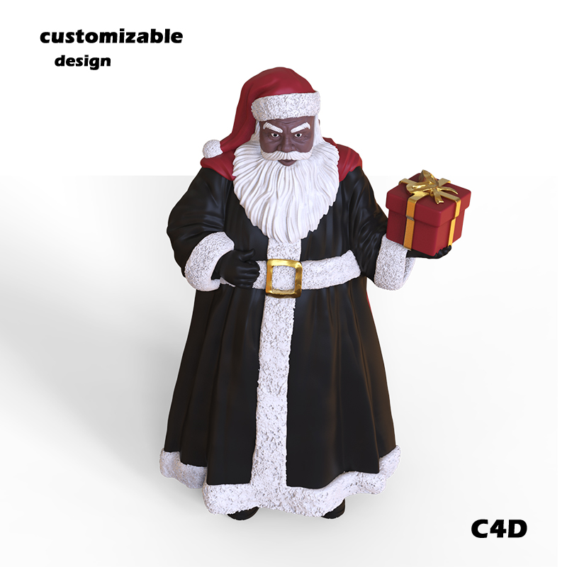 Christmas black Santa Claus figurine custom resin ornament supplier