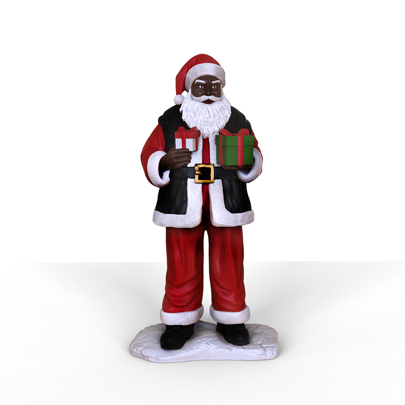 New resin hand gift box black Santa Claus figurine ornament factory