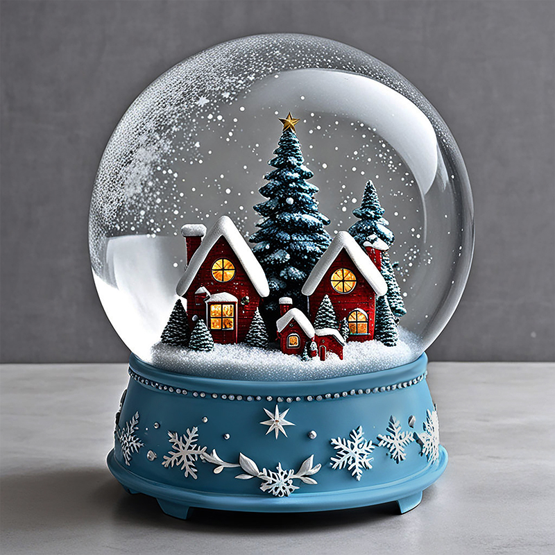 Home decor water glass globe custom resin snow globe souvenir wholesale Christmas mini village figurine snow ball gifst manufacture