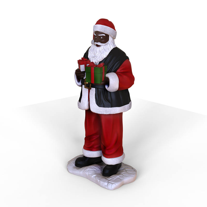 New resin hand gift box black Santa Claus figurine ornament details