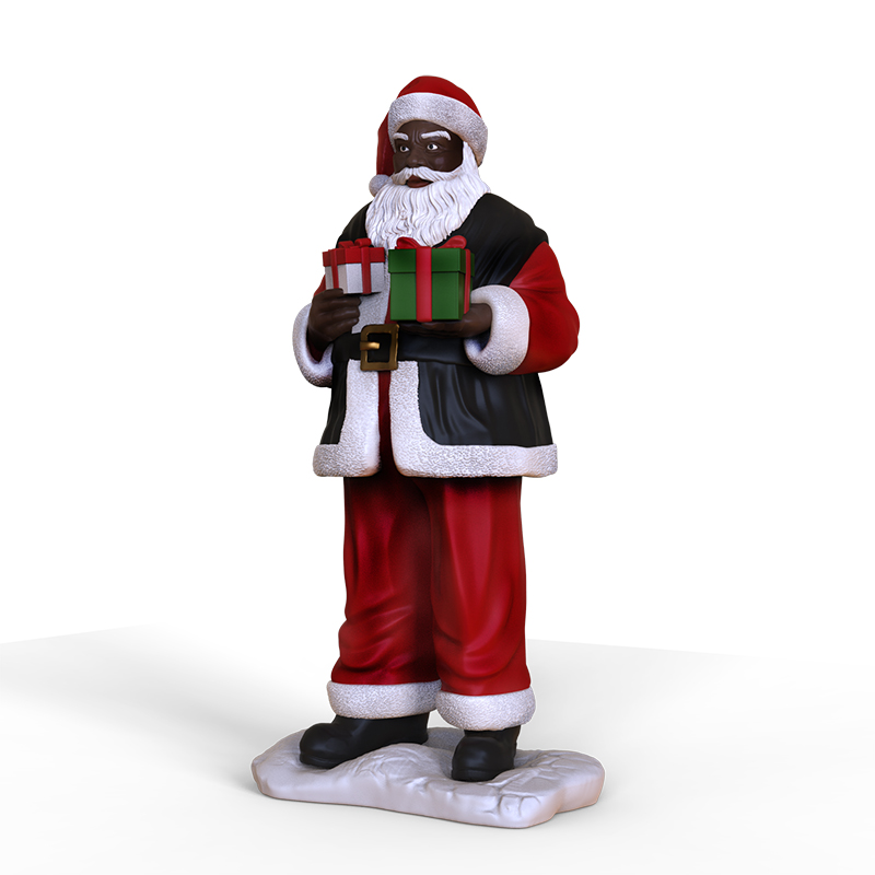 New resin hand gift box black Santa Claus figurine ornament supplier