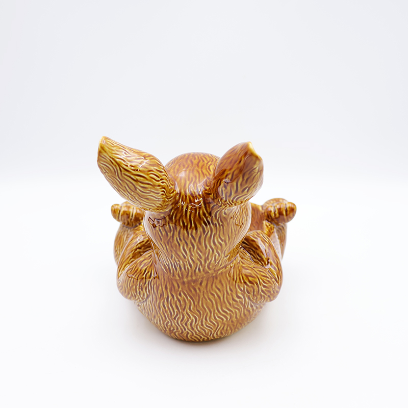 OEM Nordic home decor holiday kitchen ware storage snack container custom cute ceramic Easter brown bunny bowl dishes factory