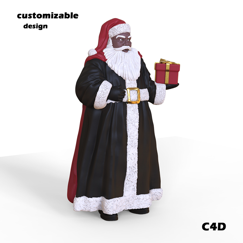 Christmas black Santa Claus figurine custom resin ornament details