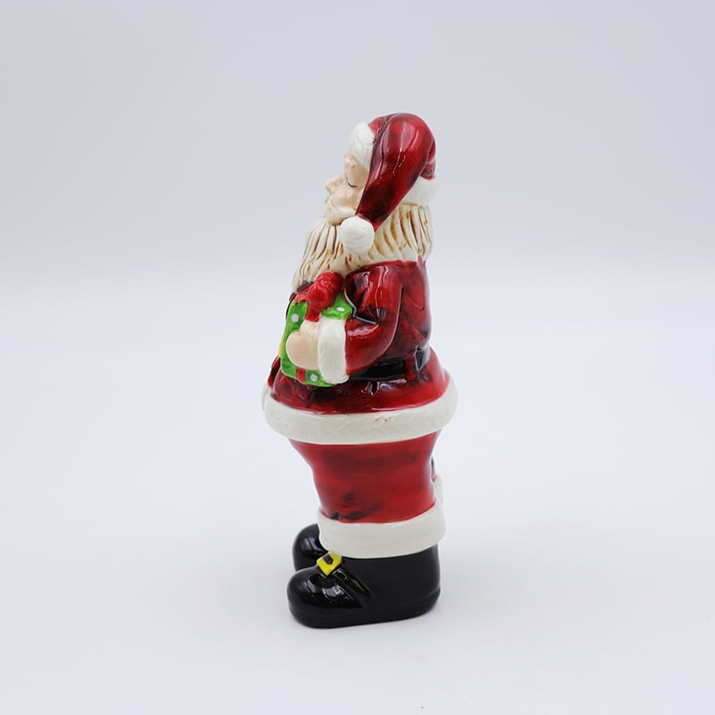 OEM Custom new nordic christmas decoration miniature 3d figure statue ceramic deep red santa claus figurine ornaments gift manufacture
