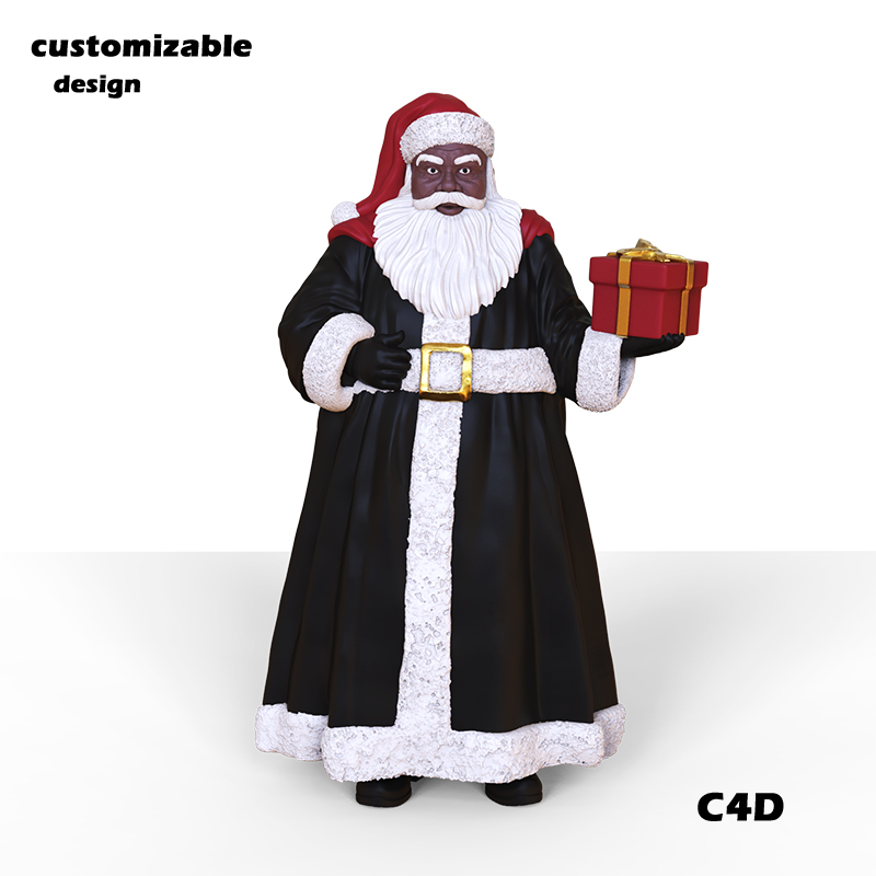 Christmas black Santa Claus figurine custom resin ornament supplier