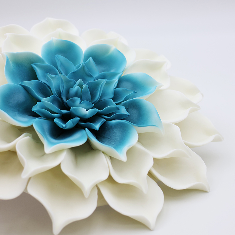 living room for wall hanging decor 3d art ceramic dahlias flower manufacture