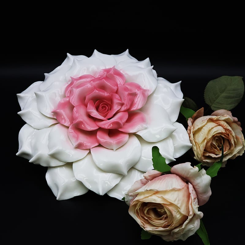 Living room for wall hanging art decor sculpture ceramic rose flower supplier
