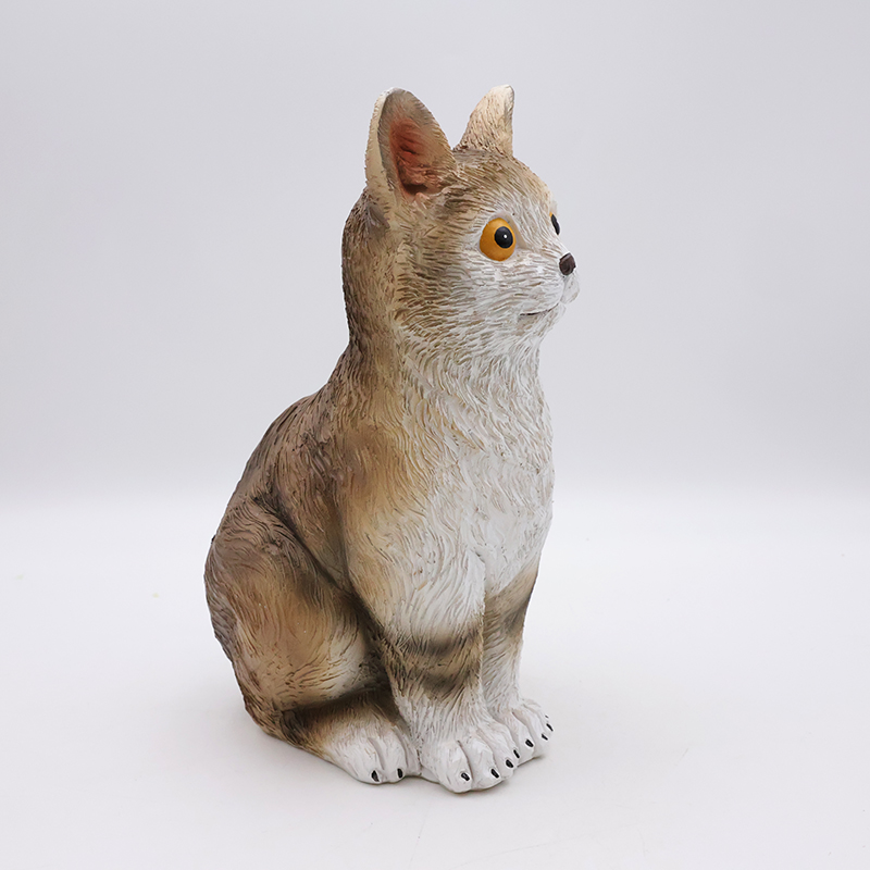 Home decor handmade animal statue cute resin brown cat figurines factory