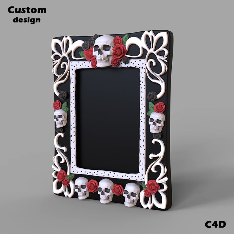 Custom Day of the Dead style A4 desktop resin skull picture frame supplier