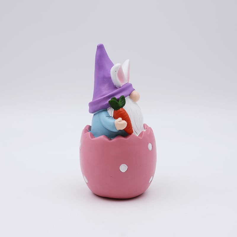 Custom craft hme garden festival decorative 3d mini statue wholesale cute resin pink gnome rabbit ears figurines gift manufacture