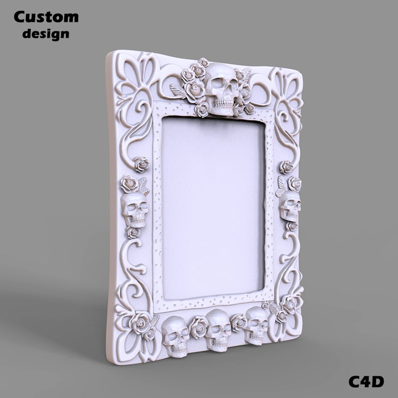 Custom Day of the Dead style A4 desktop resin skull picture frame supplier