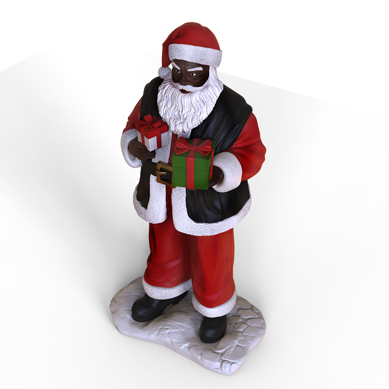 New resin hand gift box black Santa Claus figurine ornament factory
