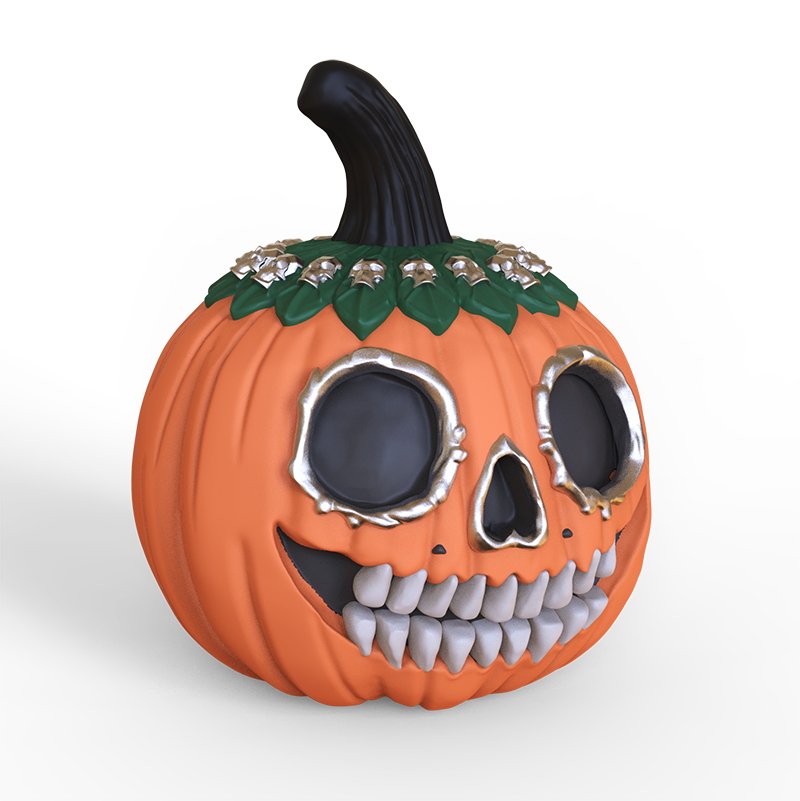 Custom Day of the Dead resin skull pumpkin figurines ornaments details