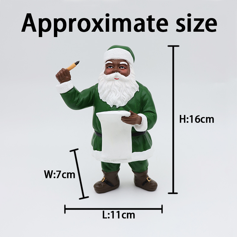 Custom Christmas black skin Santa Claus standing figurine ornament supplier