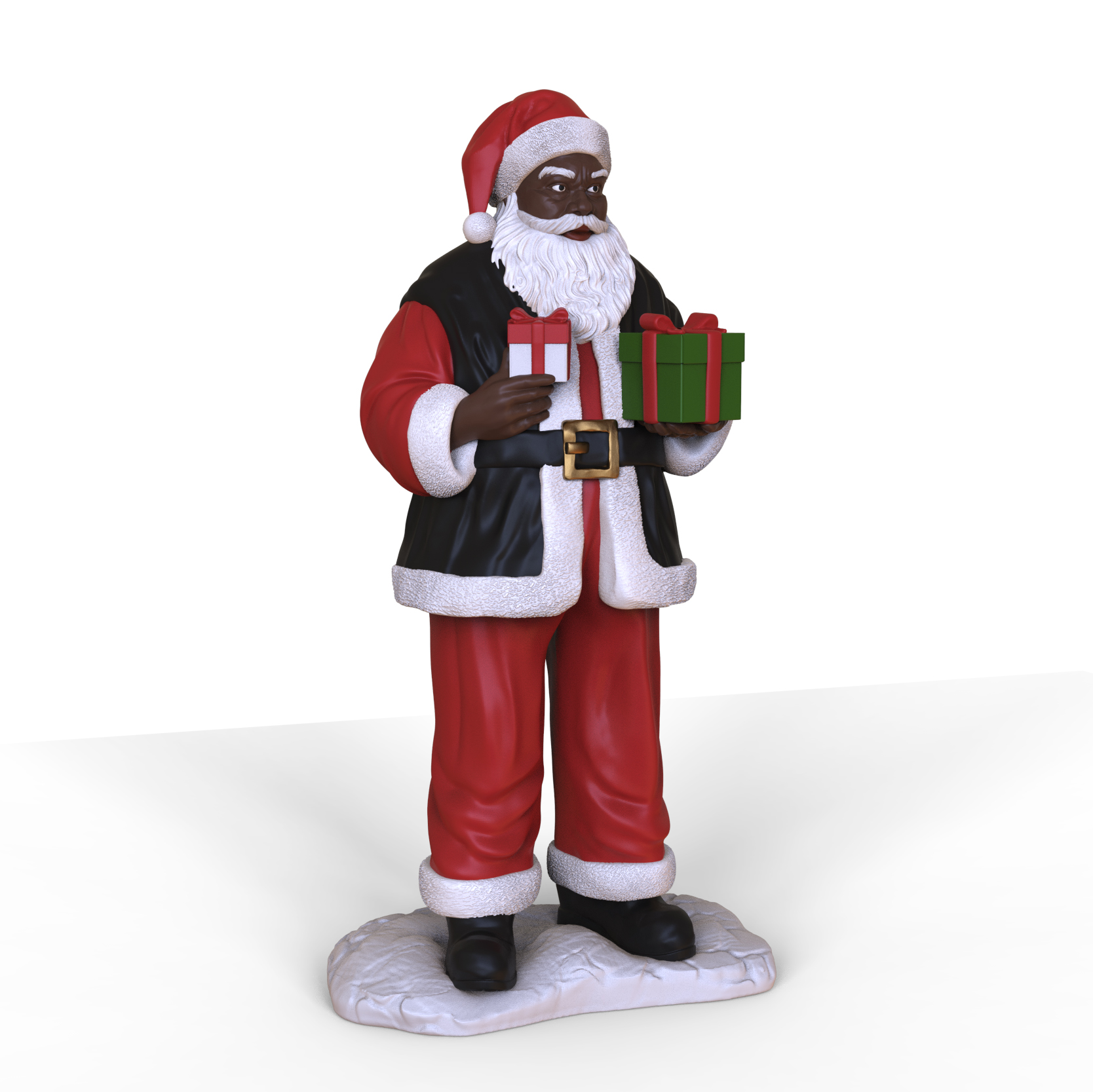 New resin hand gift box black Santa Claus figurine ornament details