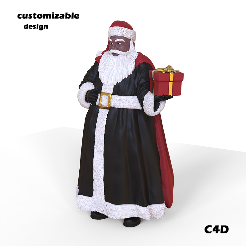 Christmas black Santa Claus figurine custom resin ornament supplier