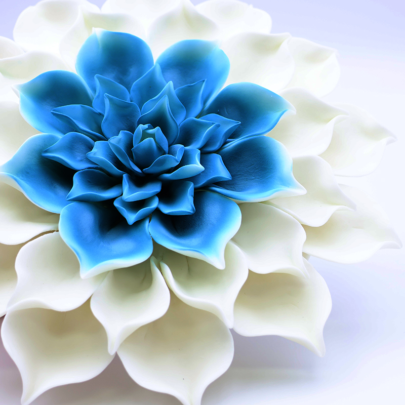 living room for wall hanging decor 3d art ceramic dahlias flower manufacture