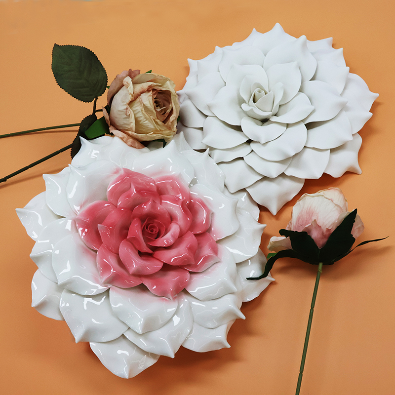 Living room for wall hanging art decor sculpture ceramic rose flower supplier