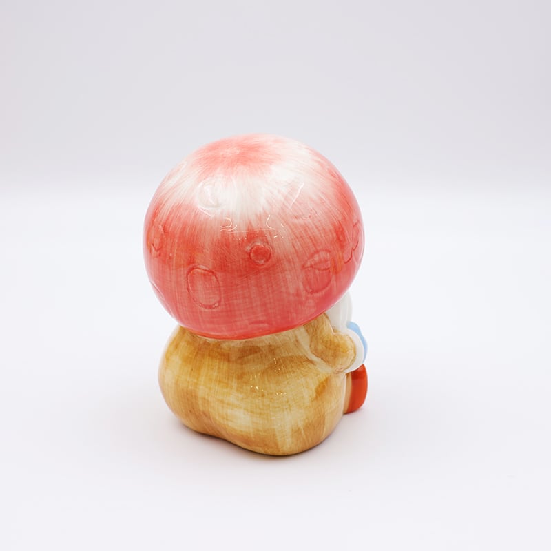 OEM Custom christmas home decor cute figure statue pink ceramic semicircle mushroom haircut gnome figurine ornaments gift factory