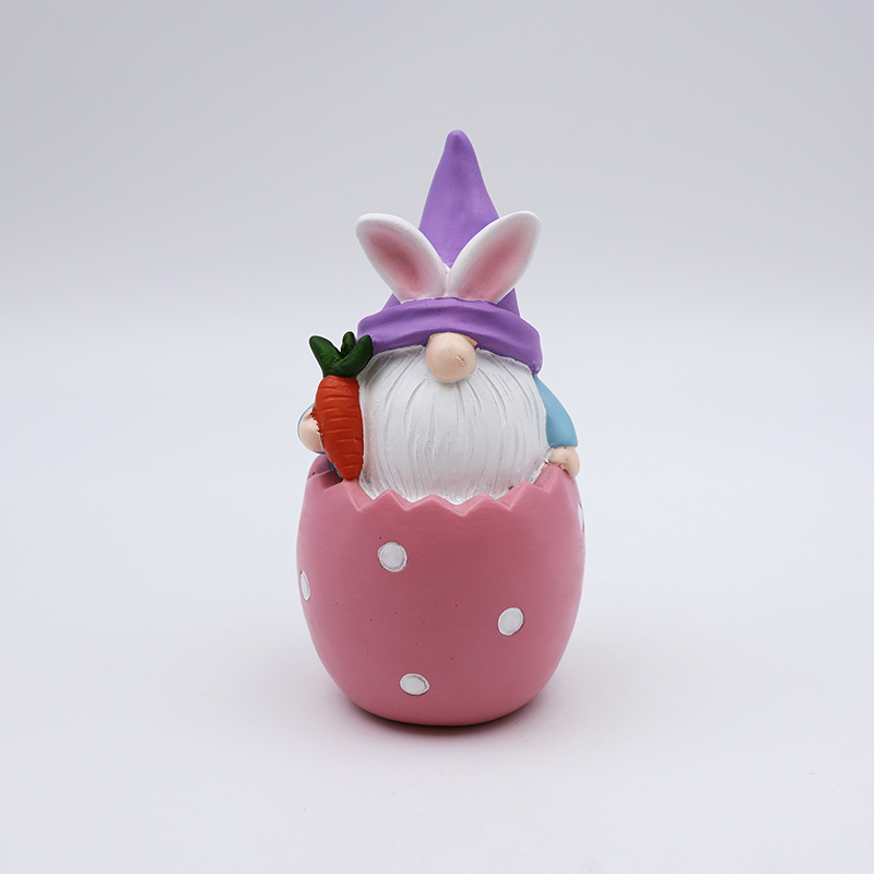 Custom craft hme garden festival decorative 3d mini statue wholesale cute resin pink gnome rabbit ears figurines gift manufacture