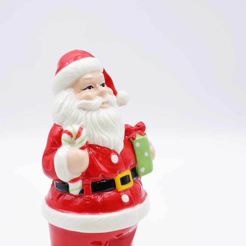 OEM Custom new nordic christmas decoration mini 3d figure statue miniature ceramic santa claus figurine ornaments gift factory
