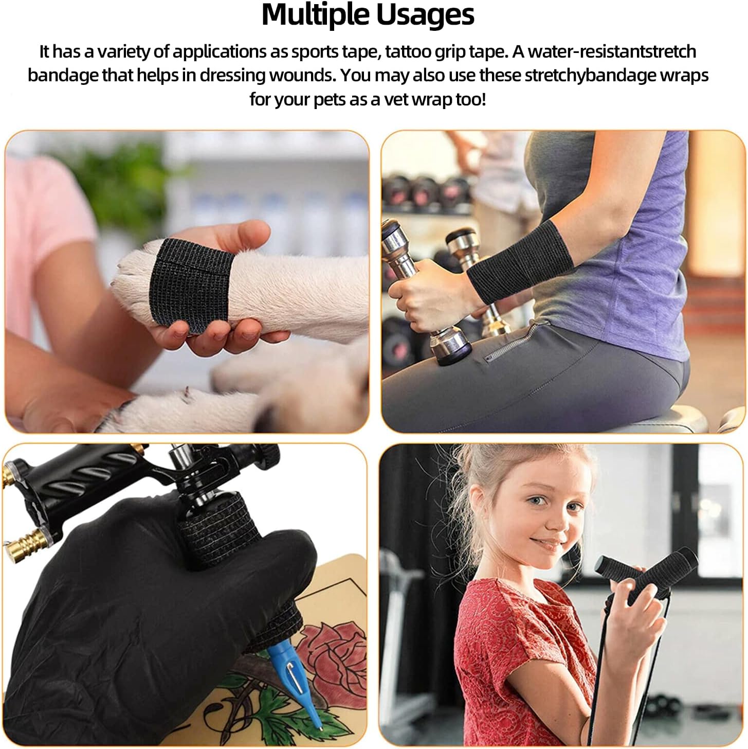 Anthrive Hot Selling Tattoo Disposable Grip Sticky Winding Elastic Adhesive Bandage Sports Tattoo Grip Tape Cohesive Bandage factory