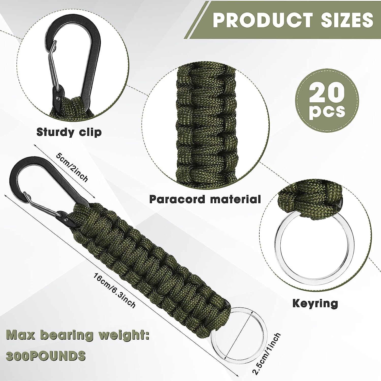 Anthrive Heavy Duty Key Clip Outdoor Keychain Ring Camping Multifunction Paracord Keychain With Carabiner For Men factory