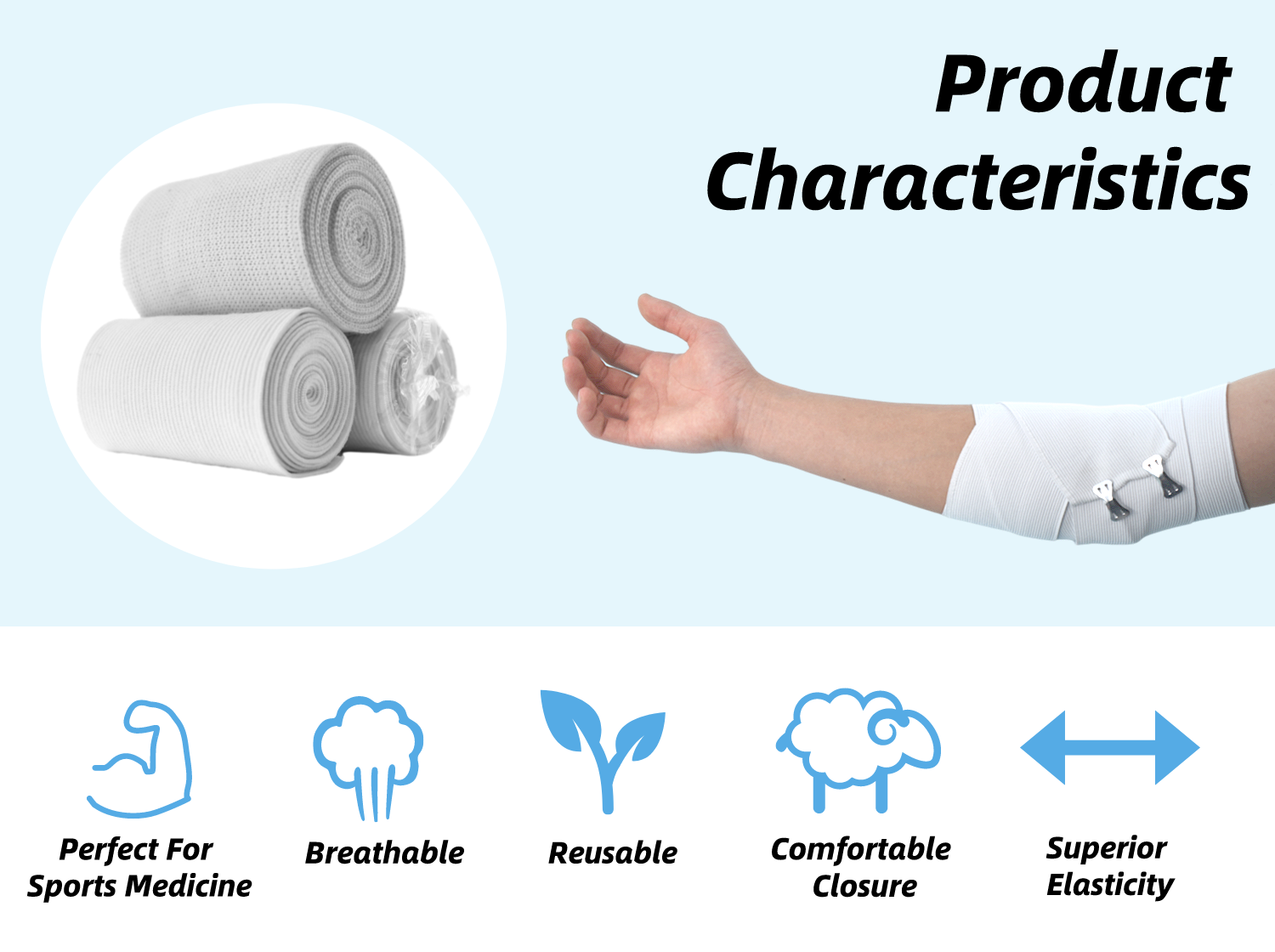 Anthrive OEM Size Waterproof Spandex Compression Cotton Soft Wrap Roll Medical High Elastic Bandage With Clips manufacture