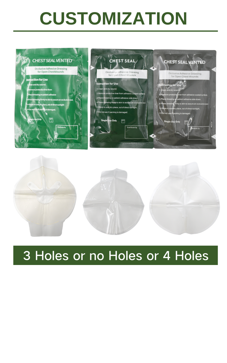 Anthrive Hot Sales 3 Holes Medical Occlusive Trauma Dressing First Aid Chest Seal Vented For Emergency Wound factory