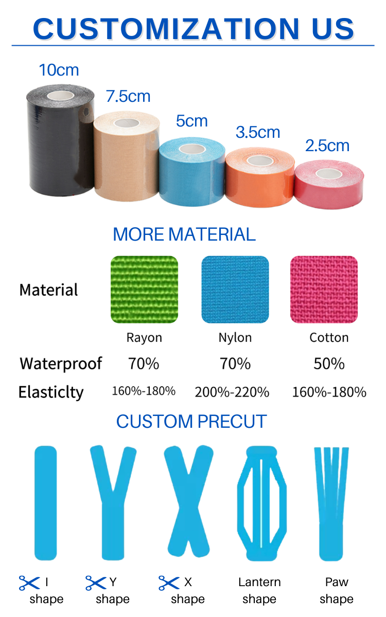 Anthrive Hot Sale Custom 5cm Precut Cotton Rigid Body Adhesive Sport Athletic Waterproof Kt Muscle Kinesiology Tape factory