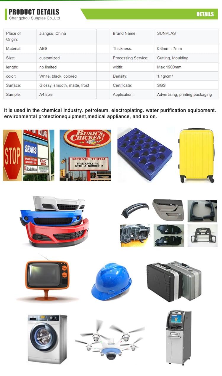 China Factory Promotion 4ftx8ft 3mm abs sheet 2mm 4x8 plastic abs sheets details