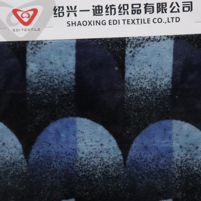 Blue Gradient Half Circle Printing Flannel Fabric manufacture