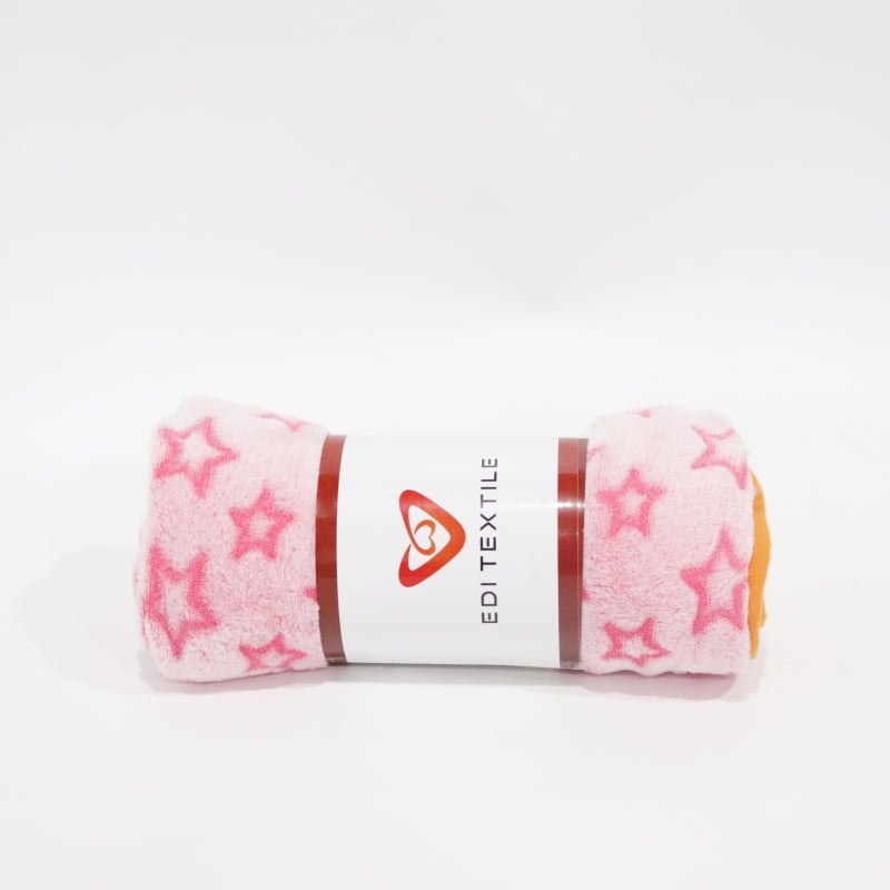 Pink Star Pattern Cutting Flannel Blanket factory