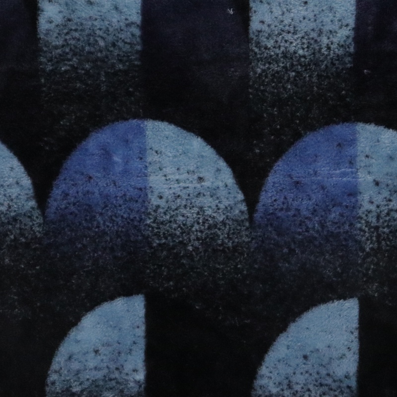 Blue Gradient Half Circle Printing Flannel Fabric details