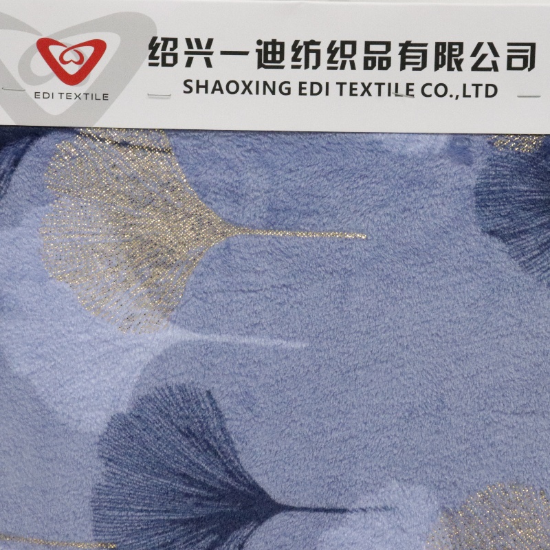 Leaves Metallic Flannel Fabric  supplier
