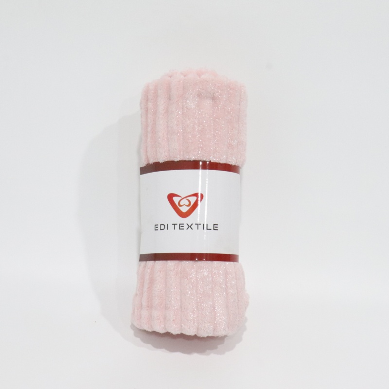 Pink Stripes Jacquard With Foil Flannel Blanket details