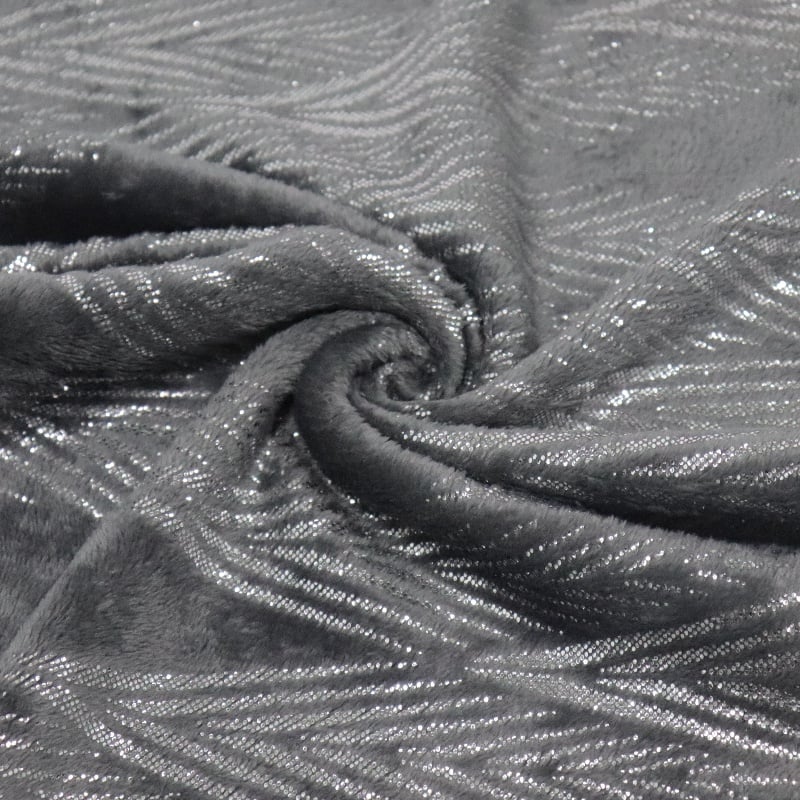 Silver And Dark Grey Foiling Flannel Fabric details