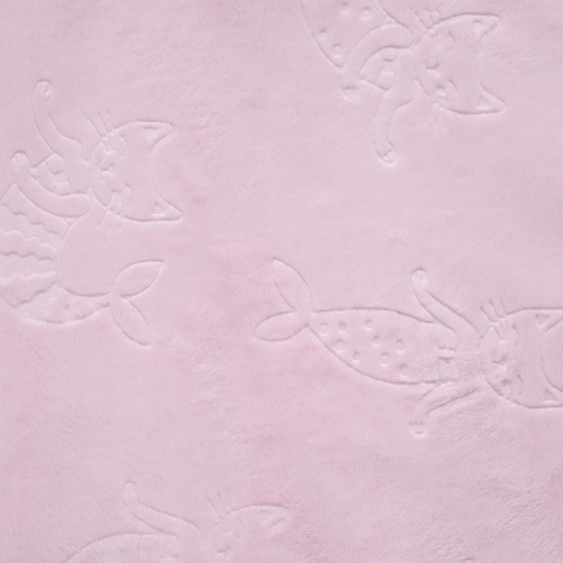 Pink Kitten Mermaid Pattern Embossed Flannel Fabric manufacture