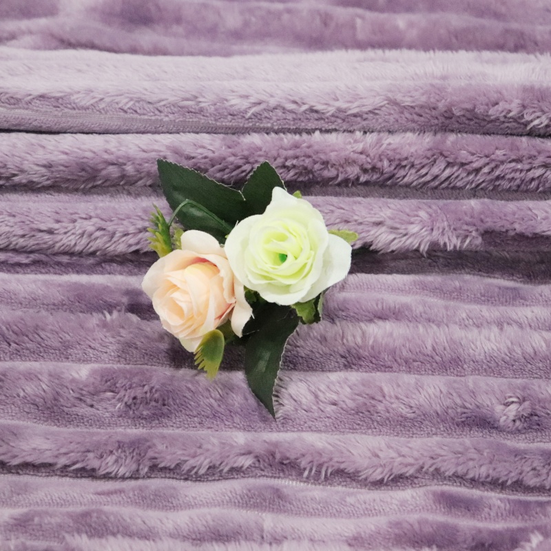 Grape Purple Stripes Jacquard Flannel Blanket manufacture