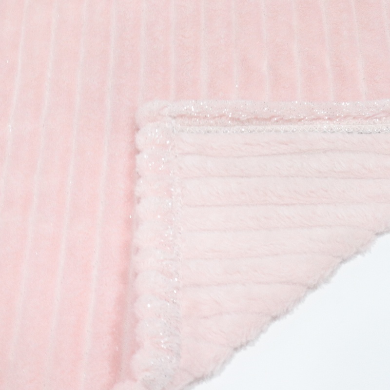 Pink Stripes Jacquard With Foil Flannel Blanket manufacture