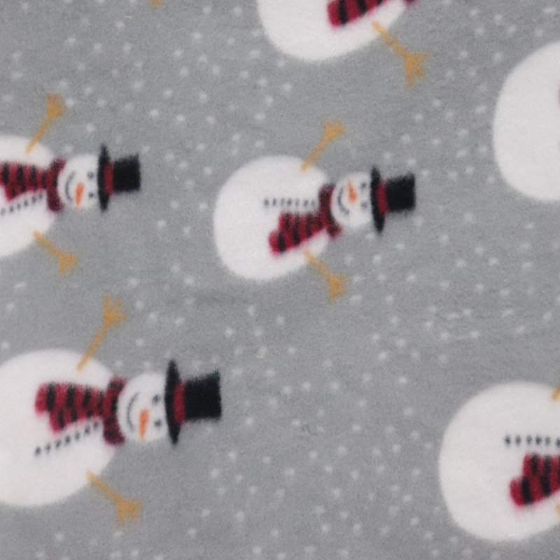 Snowman In Snowy Day Printing Polar Fleece Fabric details