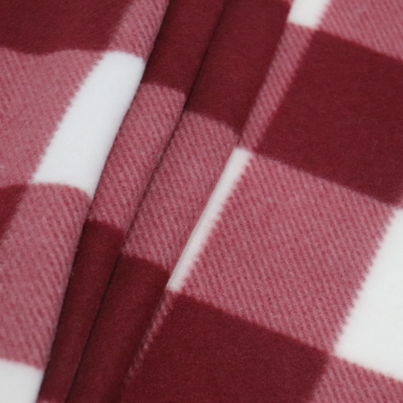 Red And White Stripes Printing Polar Fleece Fabric factory