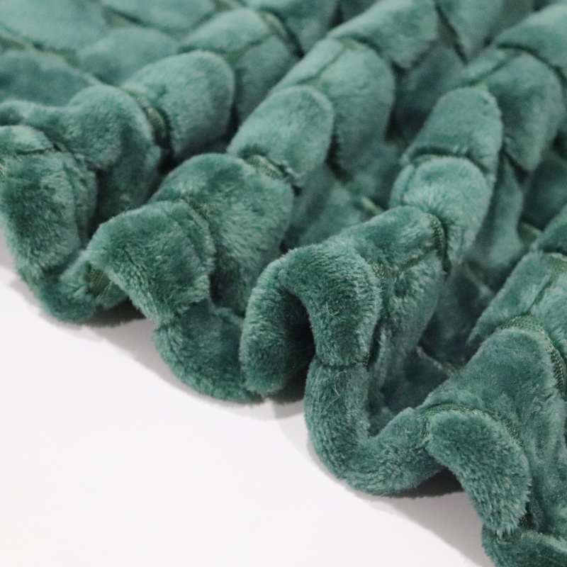 Dark Green Pineapple Check Jacquard Flannel Blanket factory