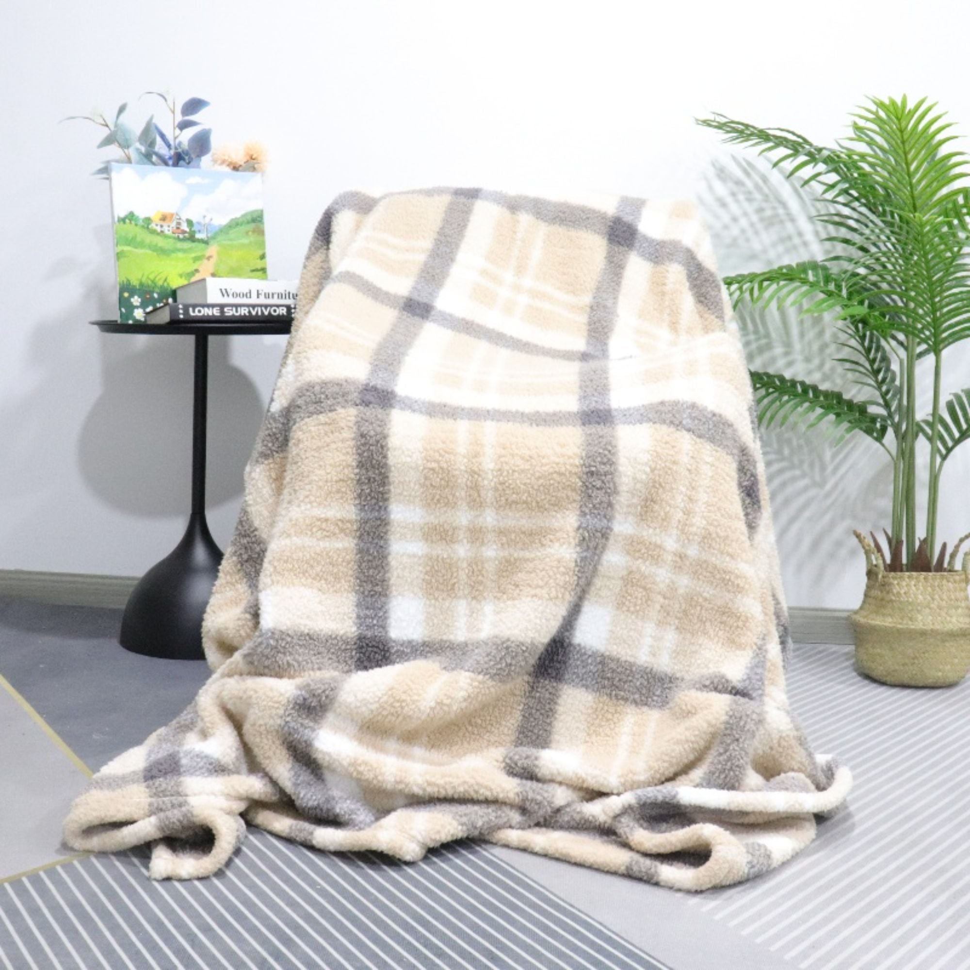 love elements pattern printing polar fleece blanket-1