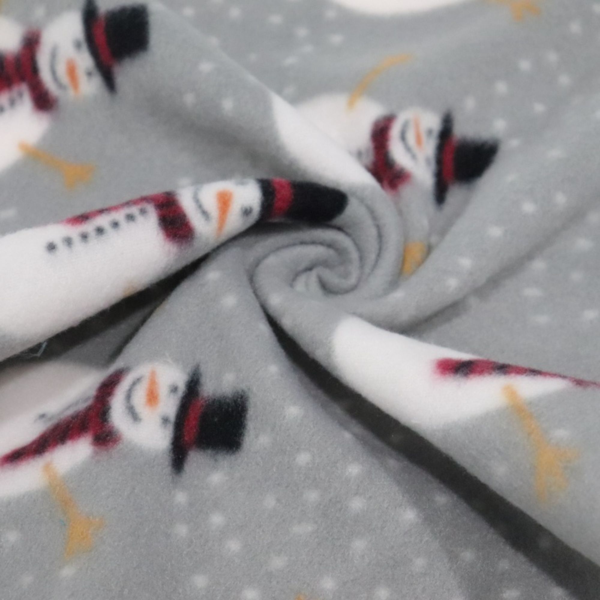 Snowman In Snowy Day Printing Christmas Polar Fleece Fabric