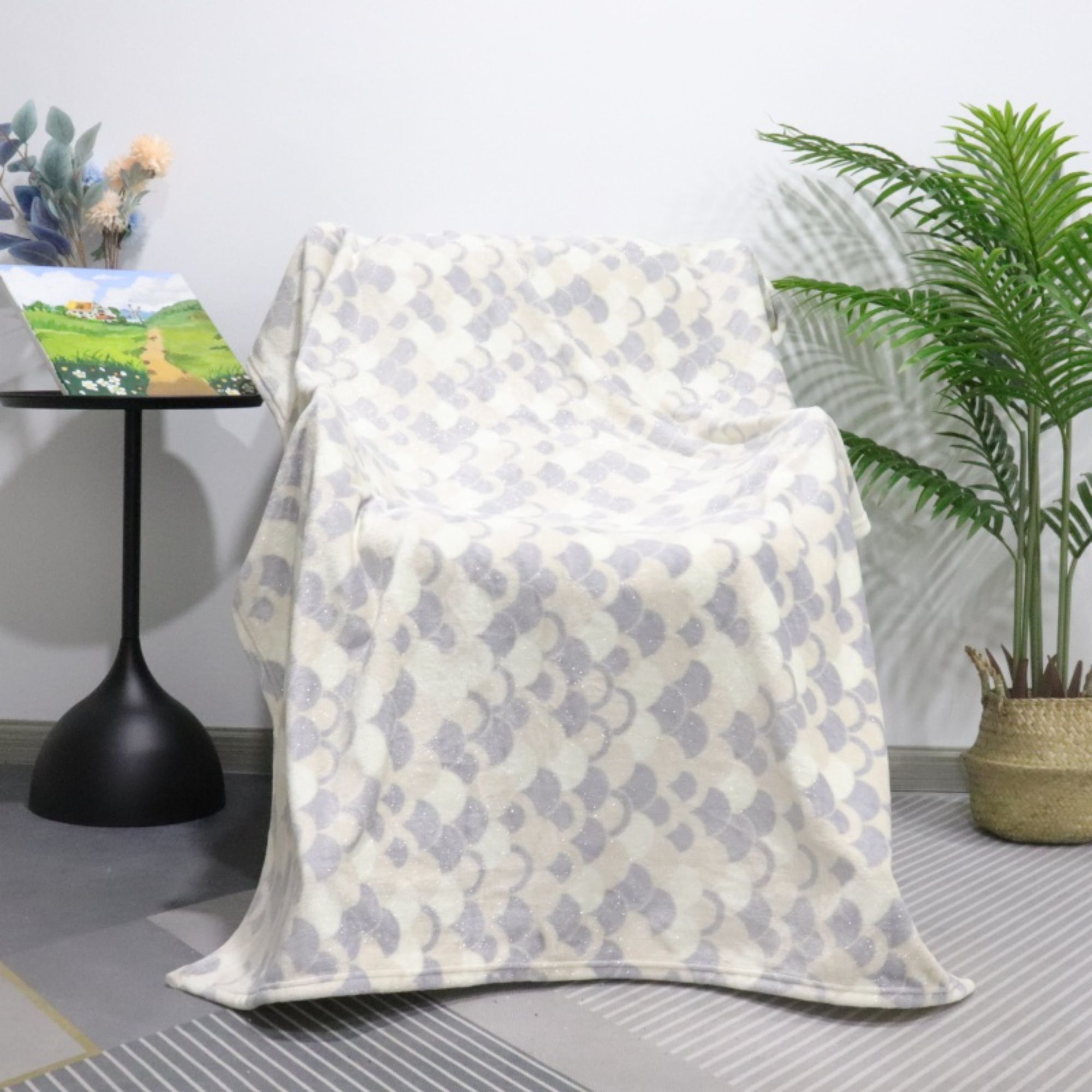 colorful metallic flannel blankets with grey background-1
