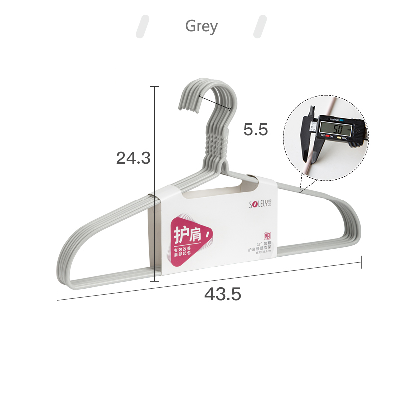 Wholesale SY030 17" Thick Plastic Hanger PE Coating Q195 Steel Wire Coat Clothes Hangers Kleerhanger 10pcs/pack details