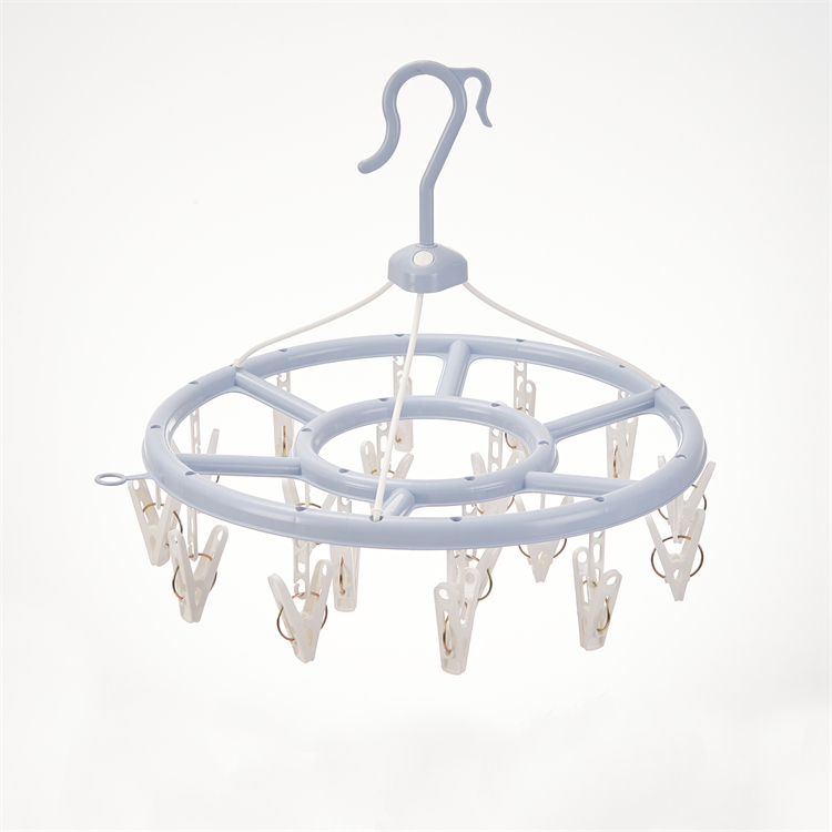 Hot Sale Circle Drying Hanger PP Pink Stand Round Hanger Rack for Underwear Bra and Socks with 18 Clips manufacture